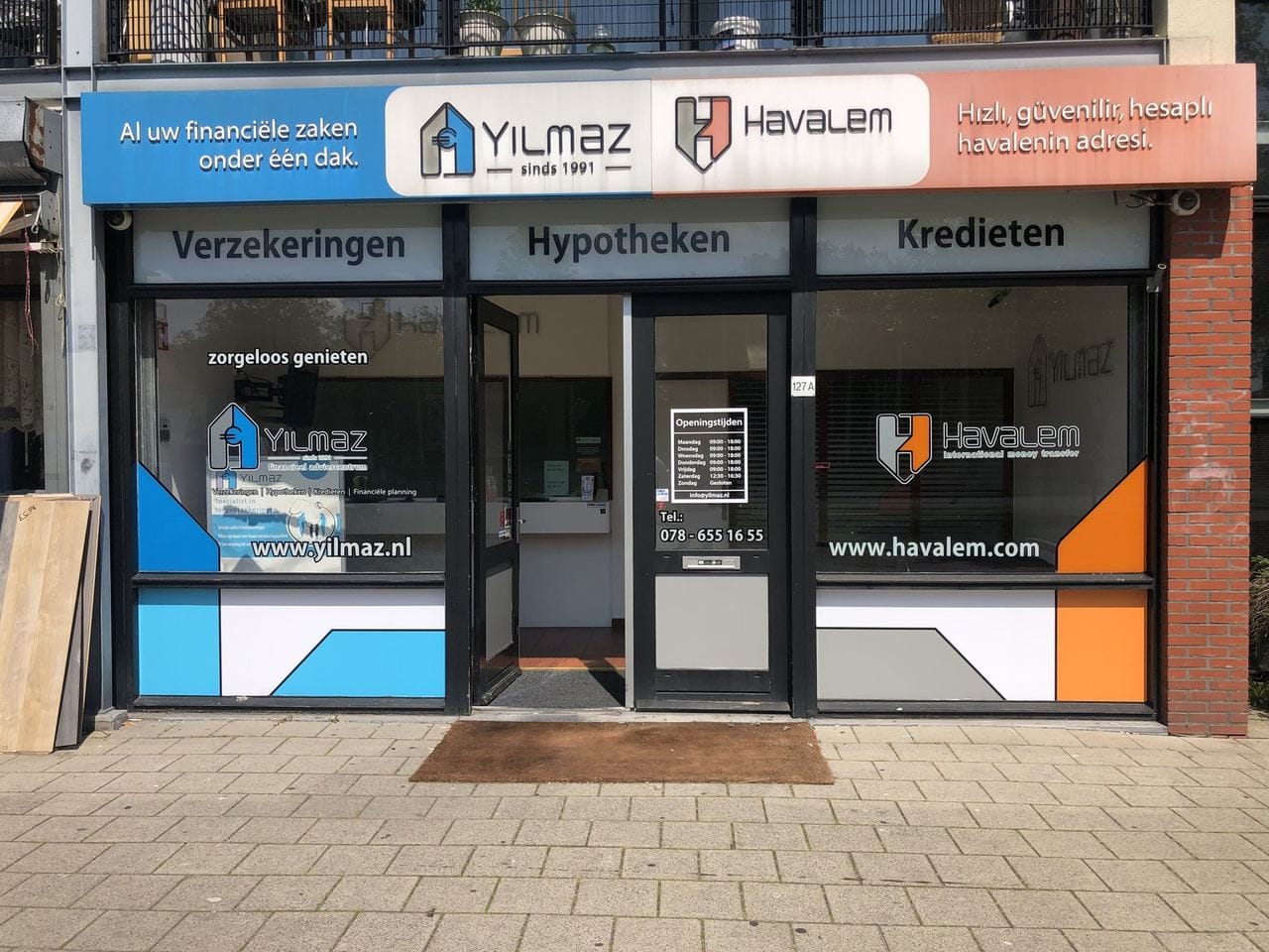 Yılmaz & Havalem — Gevelreclame · Complete storefront — Alfa Reclame Rotterdam
